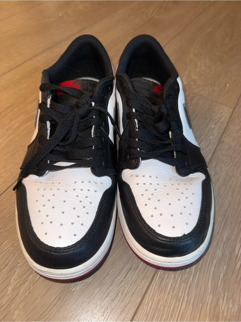 Jordan Men’s Low-Top Sneakers in White, Black & Red